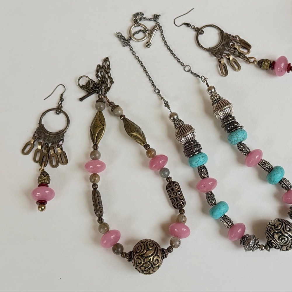 Pink Jade Jewelry Set